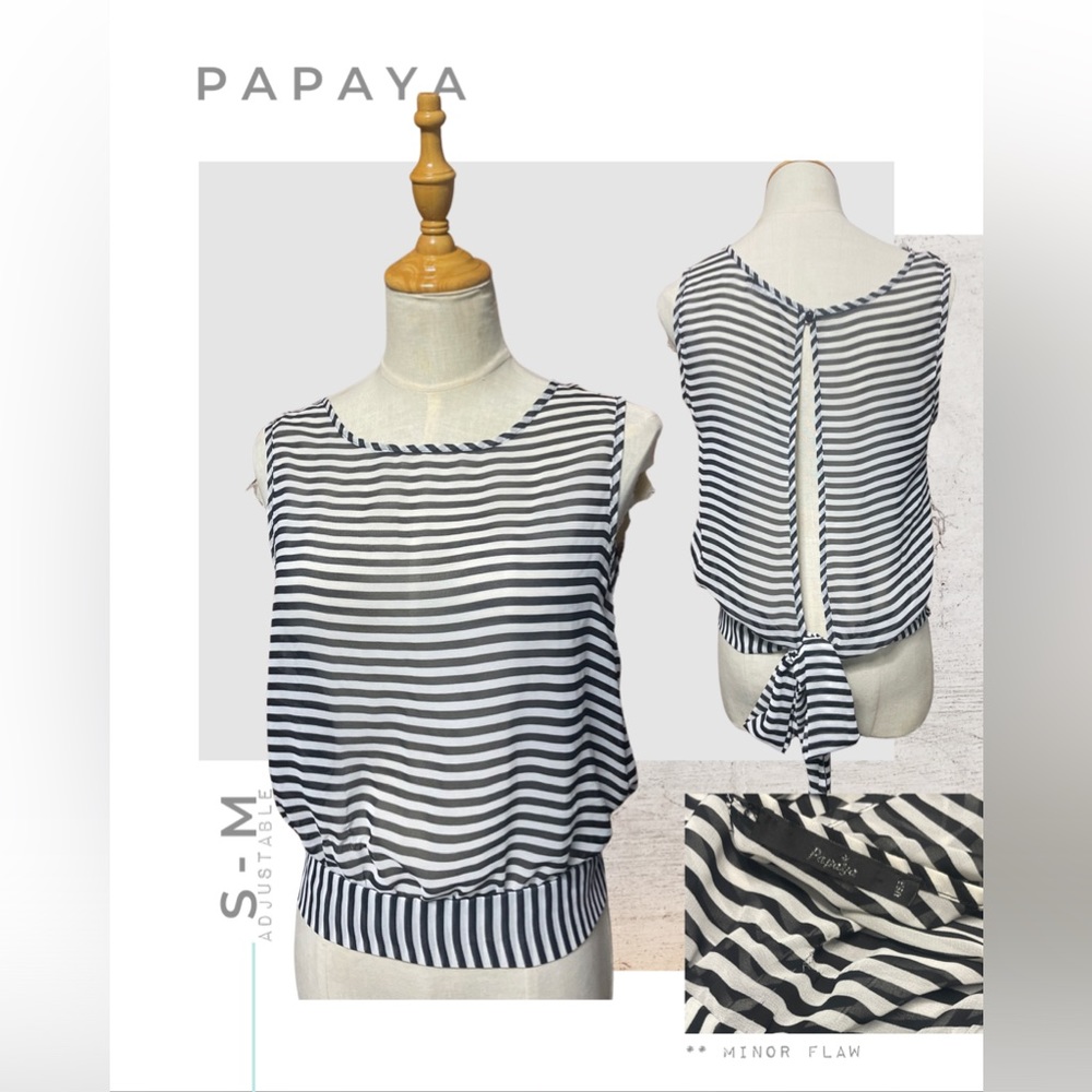 POLYESTER STRIPE SLEEVELESS TOP